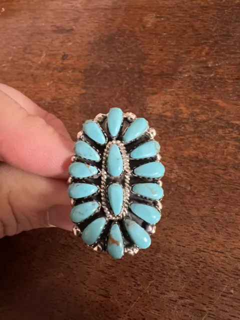 Navajo Cluster Ring Size 7 Native American Womens Turquoise Large Sexy Zuni #A