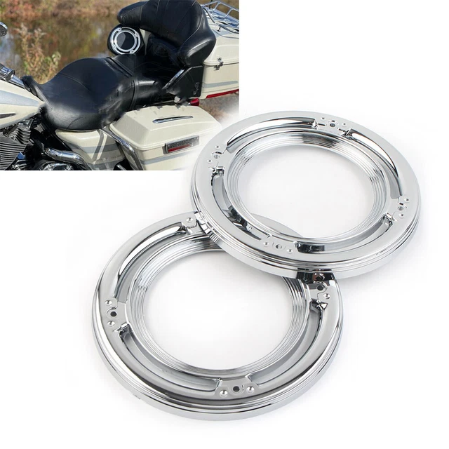 Chrome Rear Speaker Accent Cover Trim Fit Harley Road Street Tri Electra Glide