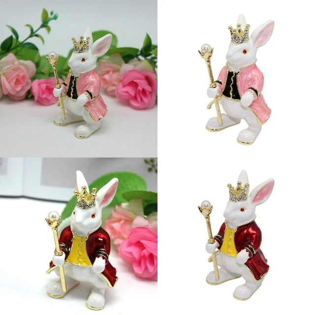 Bunny Statue Boîte à bijoux Boîte de rangement pour boucles d'oreilles