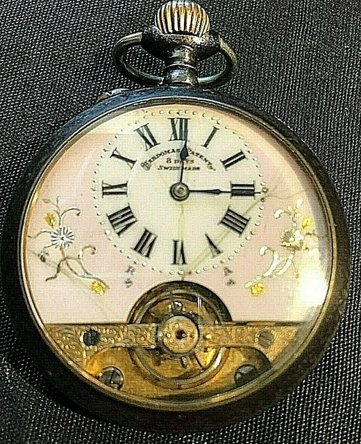 Montre Gousset Vintage OCTOMAS Type HEBDOMAS - Mouvement Mécanique 8 Jours - À Réparer