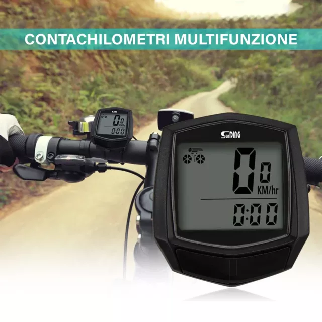 CONTACHILOMETRI TACHIMETRO BICI IMPERMEABILE BICICLETTA MTB 15 Funzioni