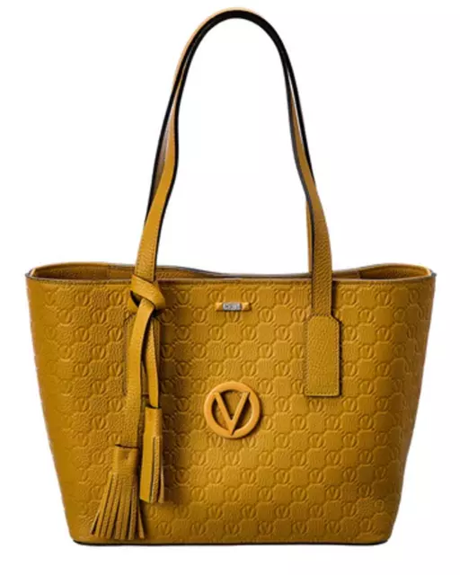 $995. Valentino Prince Dollaro Leather Tote Bag Mustard Yellow Gold