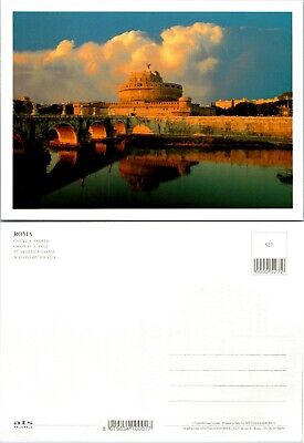 Italy Lazio Rome Saint Angelo's Castle & Bridge Storm Brewing Vintage Postcard