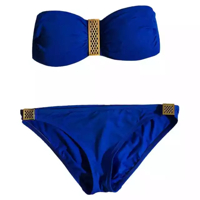 La Blanca Strapless Bikini Royal Blue Size 4