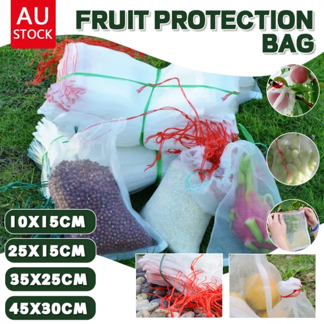 50~100 Reusable Drawstring Fruit Protect Net Bag Mesh Plant Against Insect Pest