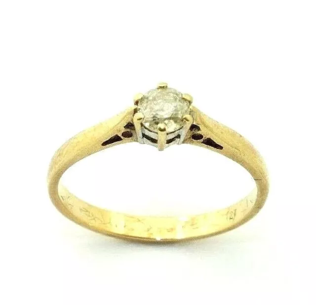 Mujer / 9ct 9carat Anillo Oro Compromiso con Un Solitario Diamante GB Talla L