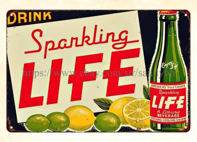 1950's drink sparkling Life metal tin sign new ideas the bedroom