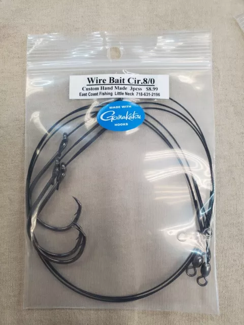 Custom Hand Tied Gamakatsu Circle Hooks With 18 Inch - 50Lb Wire Leader