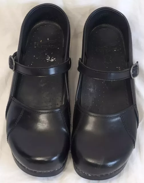 Dansko Shoes Women's Size 41 / 10.5 - 11 Black Leather Mary Jane Clogs SlipOns