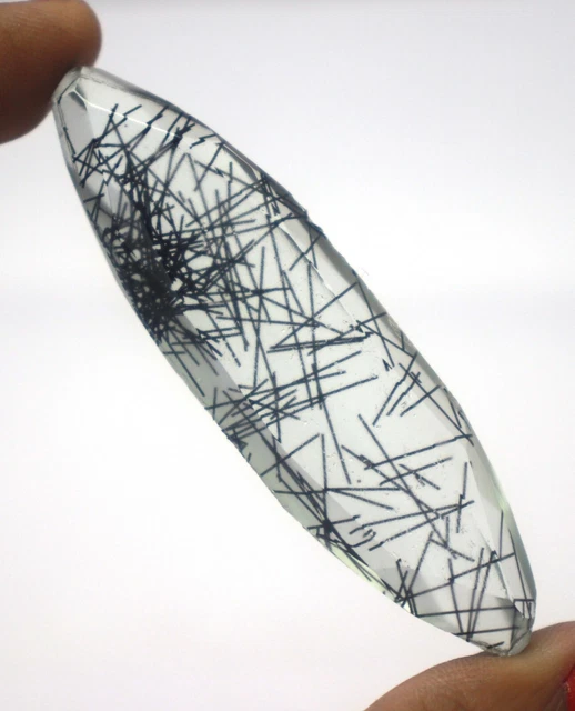 81.65CT Certifié EGL Marquise Forme Noir Rutile Quartz Pierre Précieuse DE2239