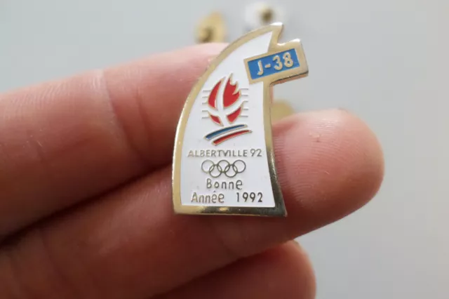 pin s OLYMPIC JO ALBERTVILLE 92 jeux OLYMPIQUE COJO games bonne annee J-38 logo