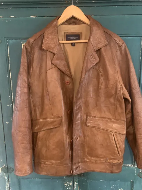 Daniel Cremieux Soft Lambskin Leather Jacket Size Medium Brown Retro Bomber