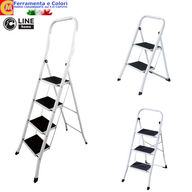 Scala 2 Gradini Sgabello 2 Gradini CILVANI In Acciaio Laccato - Antiscivolo, Portata 150 Kg, Misura 89x45 Cm Sgabello Pieghevole Leggero