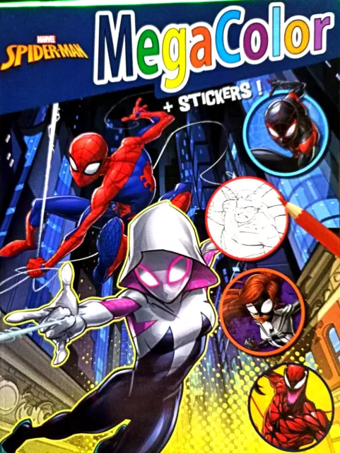Malbuch Marvel Spider-Man DIN A4 MegaColor mit 120 Malvorlagen+25 Sticker