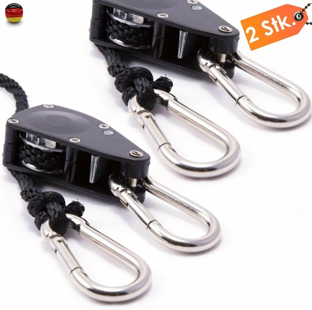 2 Stück Rope Ratchet Hanger, Easy Rolls, 1/8 Zoll Duty Heavy Rope DE