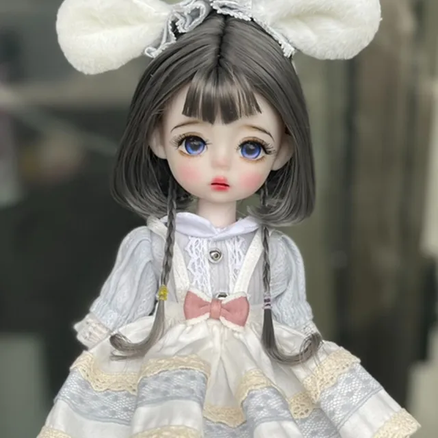 1/6 BJD Doll Cute Girl Doll with Handmade Wigs Dress Shoe Full Set Toy Kids Gift