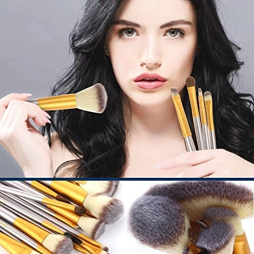 18 Pezzi Pennelli Trucco Set di Pennelli Trucco Con Custodia da Viaggio Manico 2