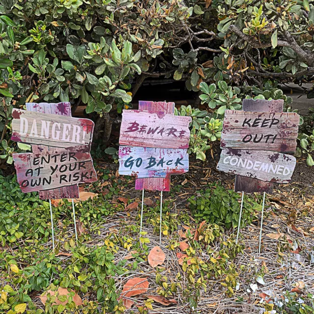 Señales de advertencia espeluznante patio de Halloween acera tema de miedo decoración de césped al aire libre