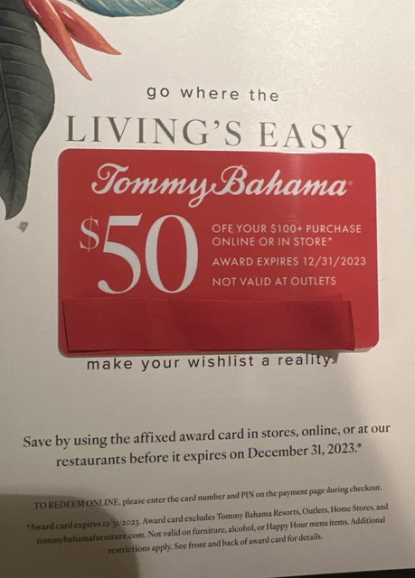 Tommy bahama 50 off 100 coupon hotsell