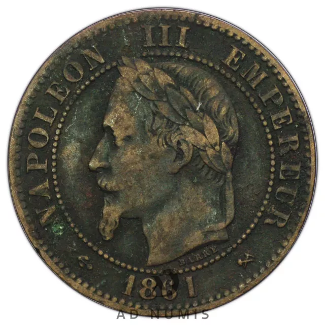 France 2 centimes 1861 K Napoléon III bronze Bordeaux pièce de monnaie française