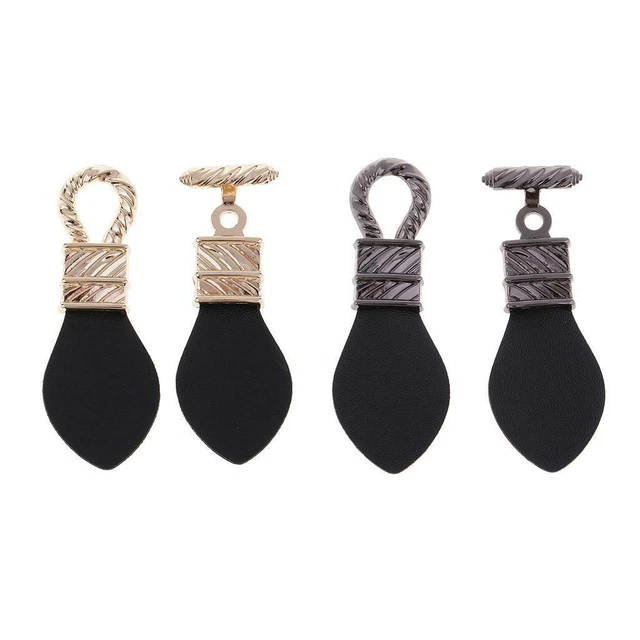 1 Set schwarzes Leder Knebelverschluss Druckknopf Mantel Jacke Duffle DIY