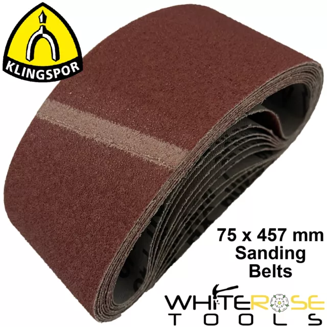 Klingspor Sanding Belts for Belt Sanders 75 x 457mm LS309XH Aluminium Oxide