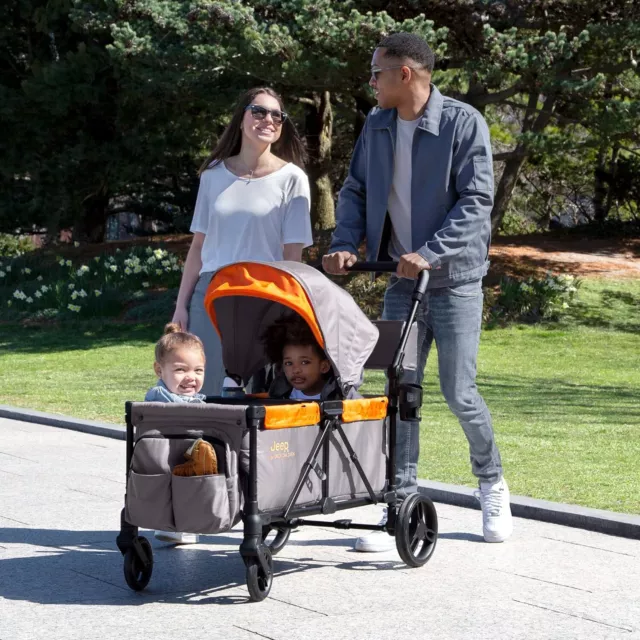 Jeep Sport All-Terrain Stroller Wagon Includes Canopy w/Snack Tray & Cup Holders