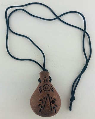 Folk Ocarina Flute 6 Hole Hand Crafted Pottery Stone Look South American