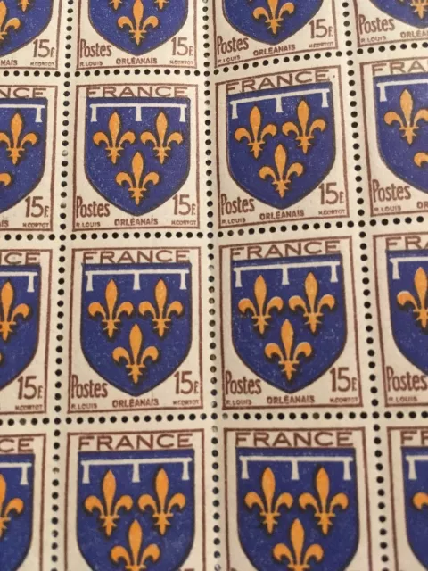 Lot Blason de L’orléanais 15 Fr X 50 timbres neufs, Affranchissement 2