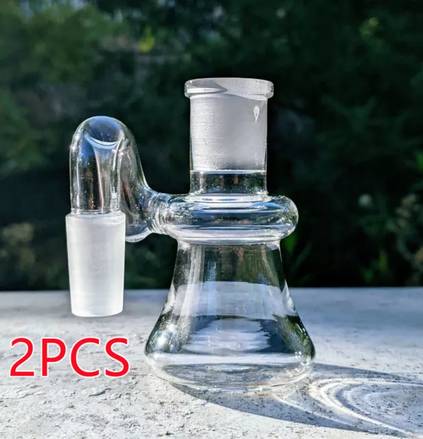2PCS 3'' Unique 14mm 90° Mini Dry Ash Catcher Glass Bong Joint Bowl Bubbler