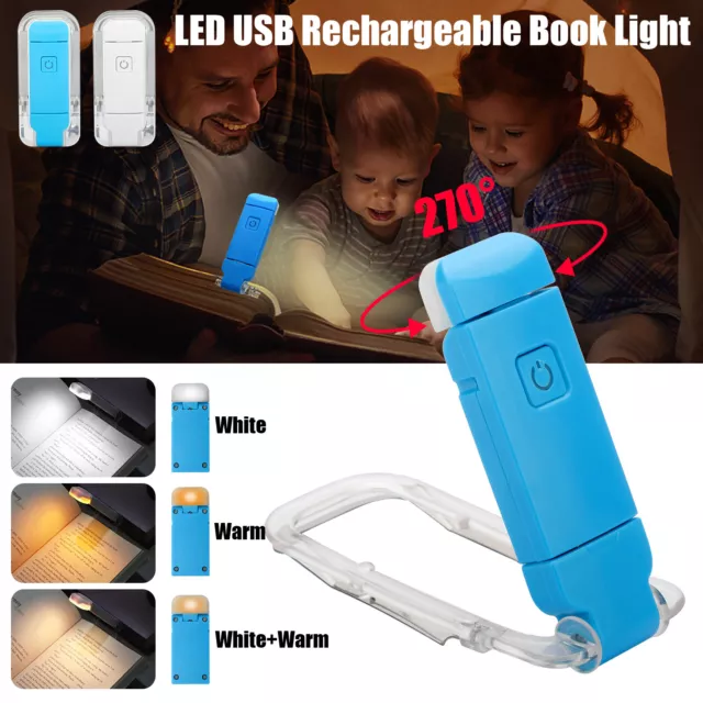 USB Rechargeable Book Light Mini LED Reading Lamp Flexible Clip-On for Readers