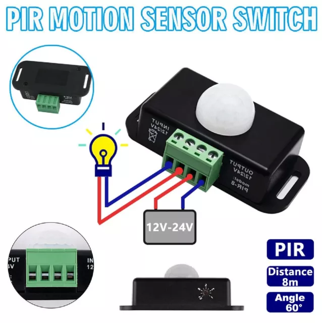 Automatic Body Infrared PIR Motion Sensor Switch For LED Light Strip DC 12V 24V