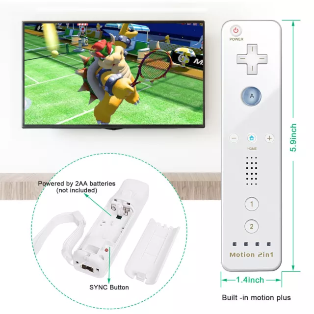 2 Pack 2in1 Motion Plus Remote and Nunchuck Controllers Für Wii & Wii U Wiimote 3