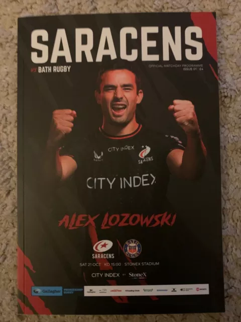 2023/24 Saracens Vs Bath Rugby Programme: Premiership Rugby: Rugby Union