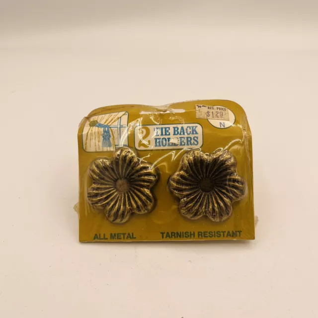 Gold Metal Flower Curtain Tie Back Pins Set Of 2 In Original Packaging