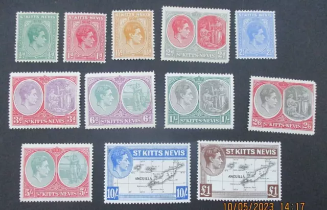 St Kitts 1938 KGVI Set Mint Never Hinged