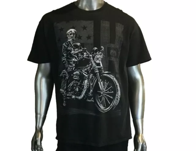 Scheletro Moto Rider Historic Itinerario 66 T-Shirt Skull Biker Misura 2XL