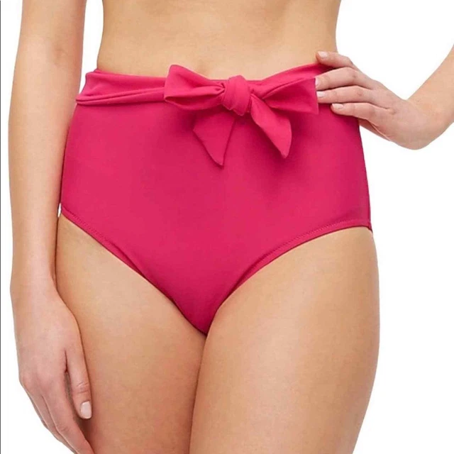 NWT J. Crew High Waisted Bikini Bottoms Tie Bow Sash Fuschia Pink Size XS