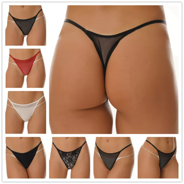 Women See-through Mesh Low Rise Thong Sexy Bikini Panties Micro Briefs Underwear