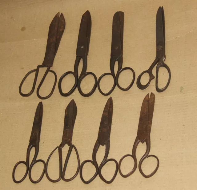 Lot De 8 Ancien Début Fer Ciseaux Poignée Indo Perse Fait de Collection 5349