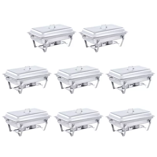 9L/8Qt Chafer 8 Pack Chafing Dish Sets Pans Stainless Steel Catering Food Warmer