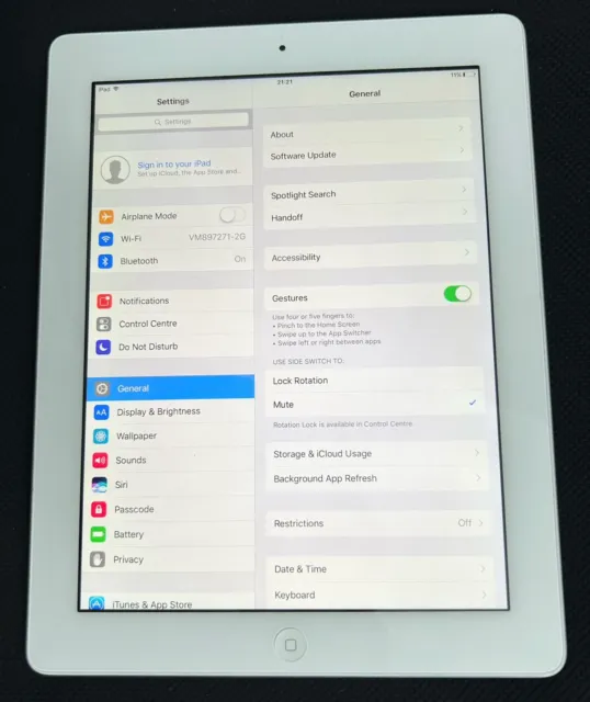 Apple iPad A1458 4th Gen 16GB Wi-Fi 9.7” Retina Display