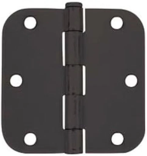 12 Pack - Cosmas Flat Black Door Hinge 3.5 Inch x 3.5 Inch with 5/8 Inch Radius