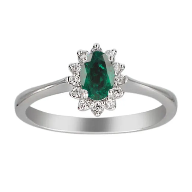 925 Silver /Oval Cut 1.70Ct Natural Zambian Green Emerald Solitaire Women's Ring