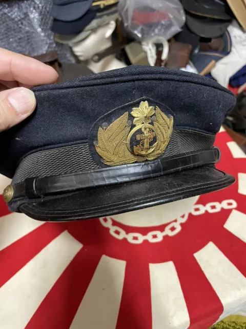 Former Japanese Navy Original Lieutenant Hat Genuine WWⅡ IJA IJN Military RARE!