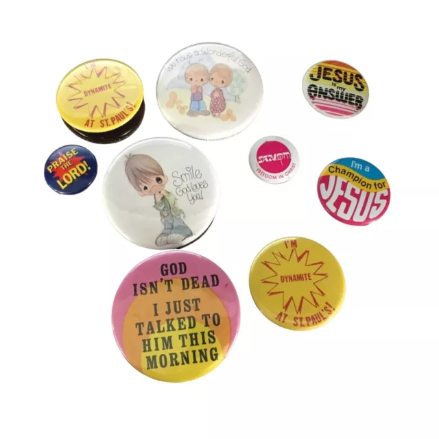 Religious Christian Jesus/ God/ Lord Assorted Pinback Button Pins (Set of 9)