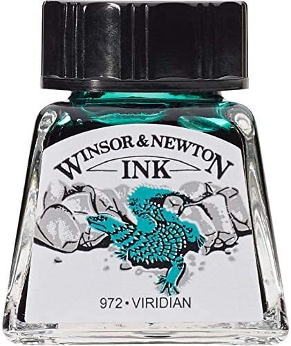Tinta de dibujo Windsor & Newton botella viridiana de 14 ml