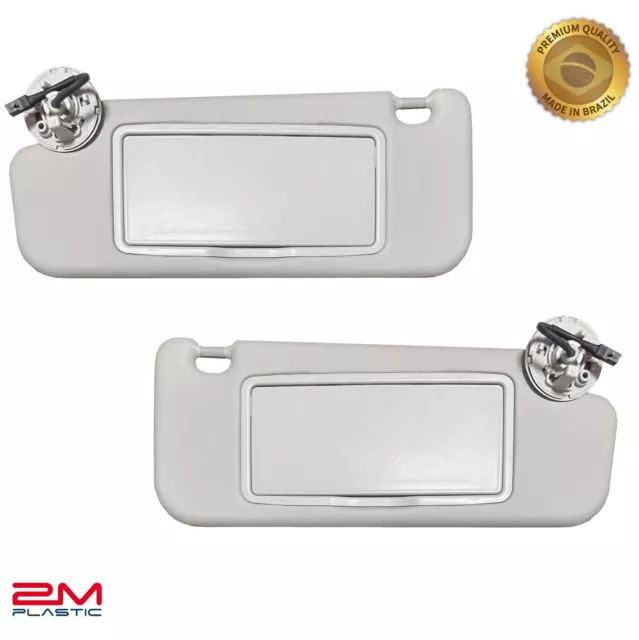 Sun Visor For  Saturn Aura 2007-2009 Pair Set Light Gray Neutral With Led Light