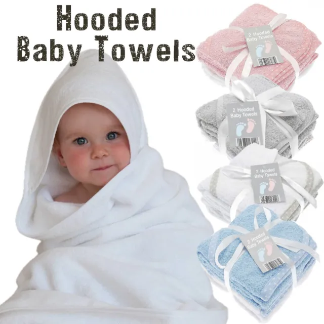 Baby Towels Hooded Bath Wrap Baby Shower Gifts 100% Cotton Pack Of 2 Boys Girls