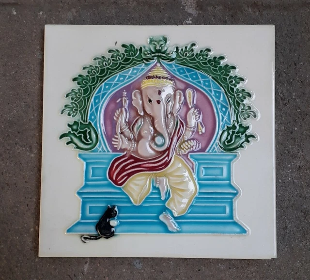 Vintage Ceramic Ganesh Tile Porcelaine Vintage Art Japan Statue Of Liberty Mark